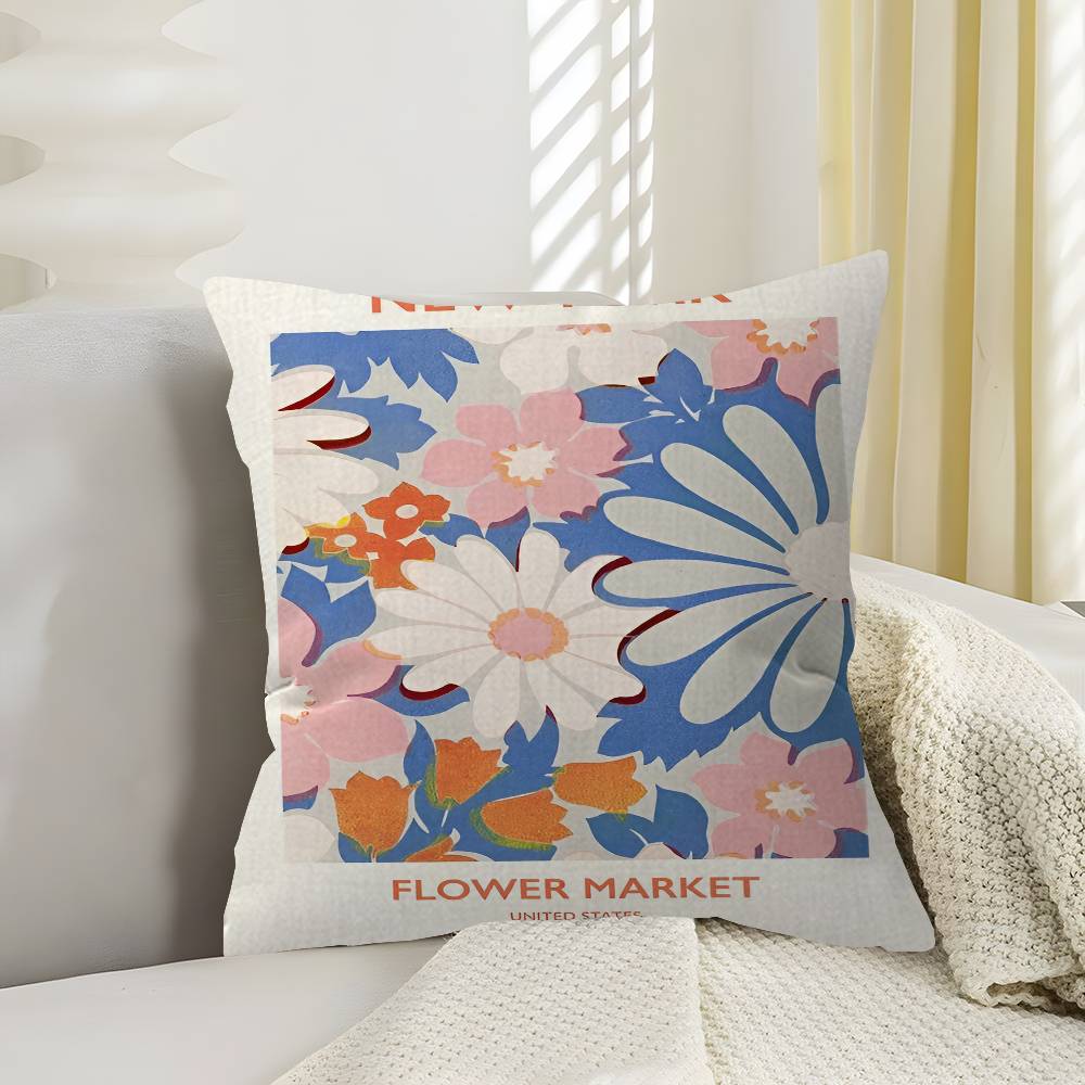 

Flower Market Aat Office Cushion Pillowcase Car Cushion CoverXCM Lumbar Pillowcase Sofa Pillowcover 30x30 cm