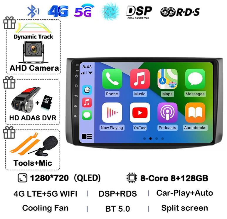 Android 14 Carplay Auto For Chevrolet AVEO T250 2006 2007 2008 2009 2010 2011 2012 Car Radio Multimedia Player GPS Stereo WIF+4G