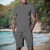 2025 Summer Street Style Men's Casual Plus Size Set - Short-Sleeved Shirt & Shorts