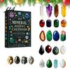 Christmas Tree Hanging Ornament Gemstone Advent Calendar, 24-Day Mineral Countdown Set with 2D Crystal Stone Gift Acrylic Ornaments, Decor,