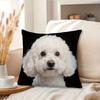 1Pc White Curly Haired Dog Print Throw Pillow Cover,Suitable For Sofa,Bedroom,Living Room,A Heartwarming Gift For Pet Lovers