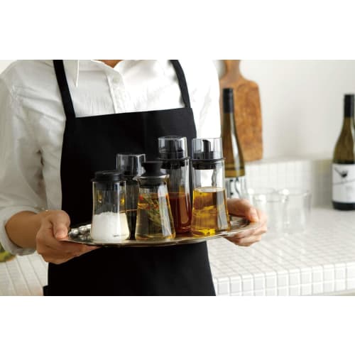 iwaki AGC Technoglass Heat-Resistant Glass Drip-Resistant Soy Sauce Dispenser, 160ml, with Lid, KT5032-BK