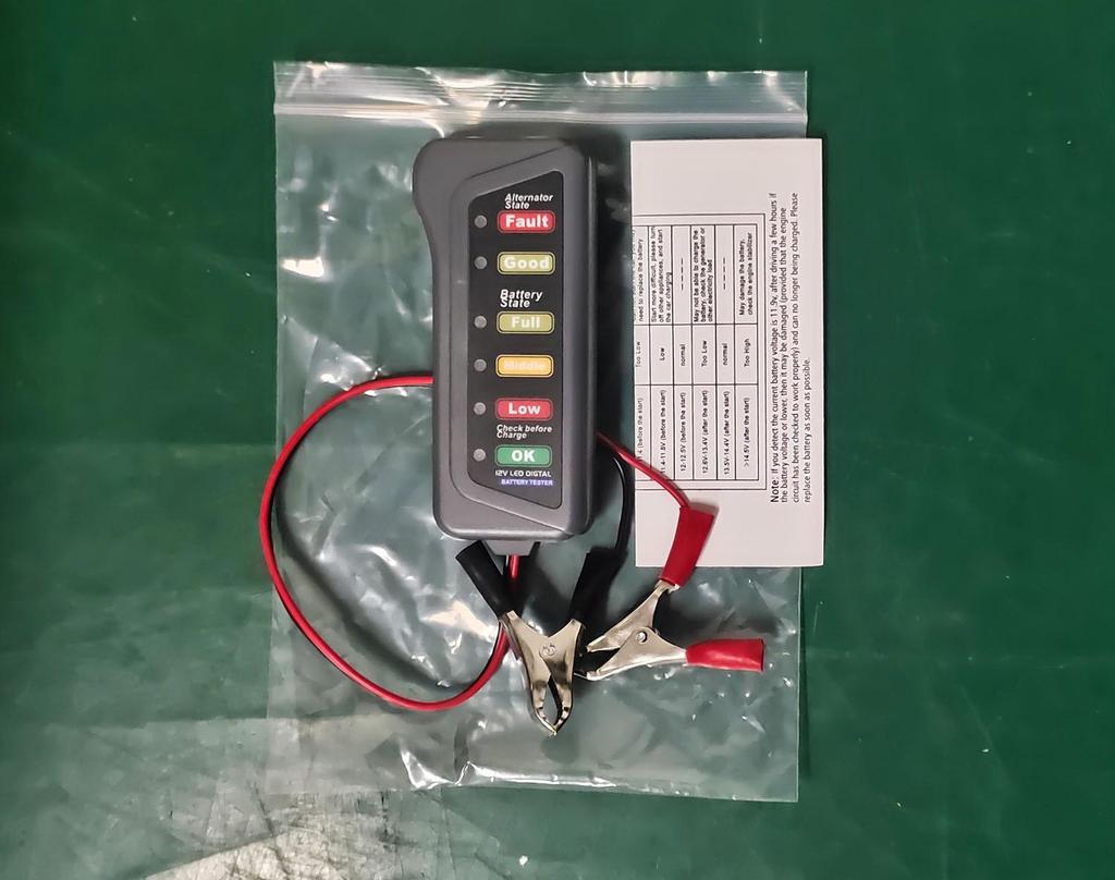 12V Car Battery Tester - Voltage Detection for Storage Batteries.