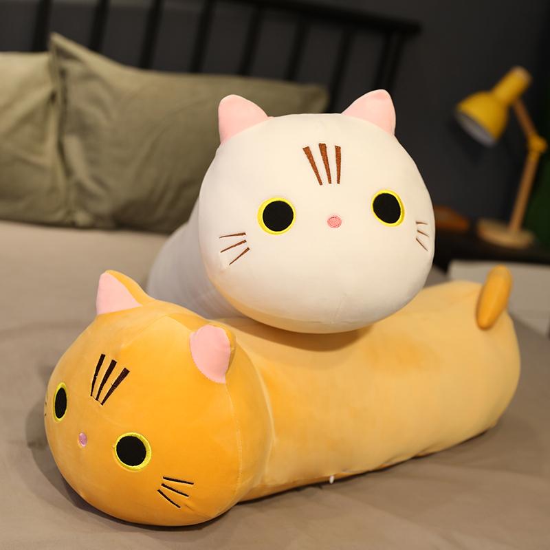 Kawaii Cat Long Pillow Sofa Cushion Plush Toy Stuffed Cartoon Cat Animal Doll For Kids Baby Girls Lovely Gift