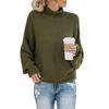 2026 New Arrival Autumn/Winter Rolled Hem High Neck Knitwear: Artistic Plus Size Loose Thick Yarn Dropped Shoulder Sweater
