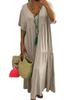 New V-Neck Irregular Multicolor Long Swing Dress - Available in Multiple Sizes