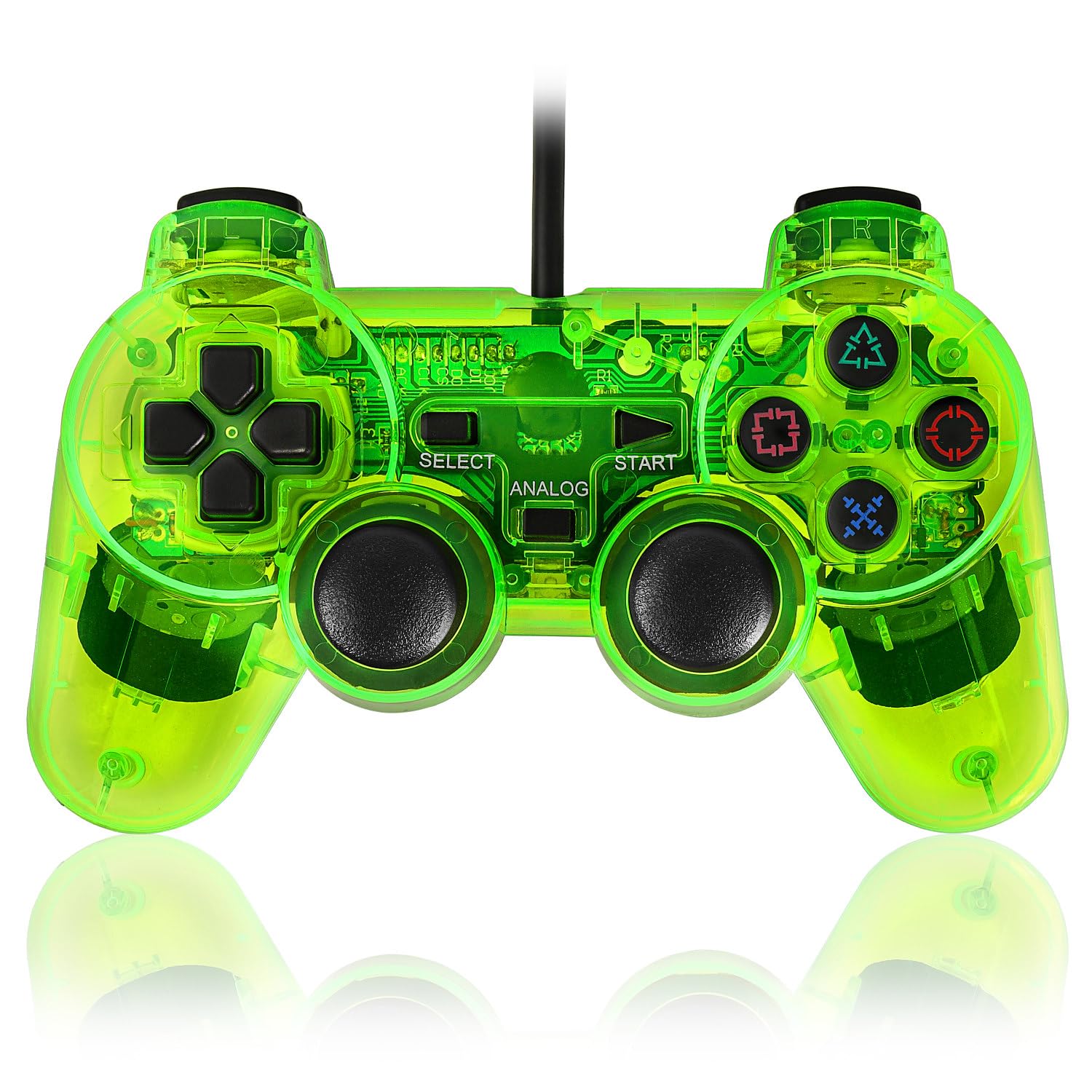 

K&SGAMER PlayStation 2 Wired Controller, Compatible with PlayStation 2, PS2 Analog Controller (Clear Green)