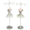 Earrings Necklace Princess Dress Stand Display Iron Mannequin Princess Jewelry Rack Pine Green 3