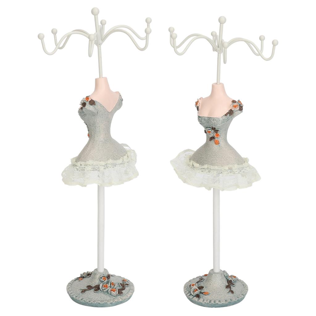 Earrings Necklace Princess Dress Stand Display Iron Mannequin Princess Jewelry Rack Pine Green 3