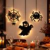 Outdoor Halloween Accessories Pumpkin Hanging Decor, Non-Woven Ghost Ornament with Light String, Spooky Decorations Door Wall Decor for Party