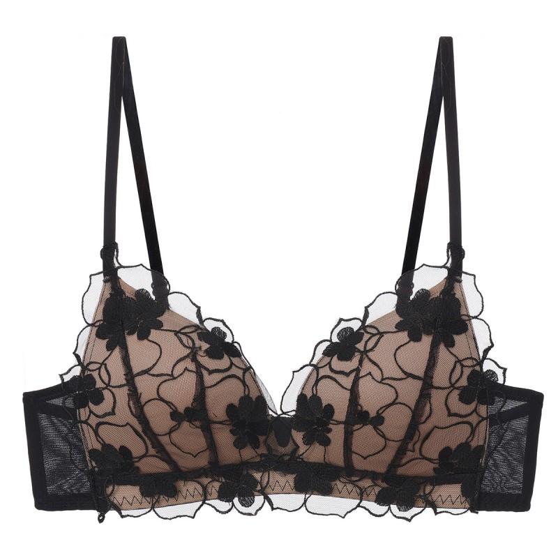 Womens French Lace Bralette Push Up Triangle Cup No Underwire Sexy Backless Bra