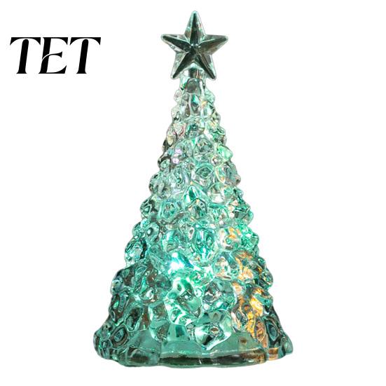 Decorative Tree for Window Display Glowing Christmas Night Light, Mini Lighted with Star, Indoor Modern Minimalist Atmosphere Faux Crystal Tabletop