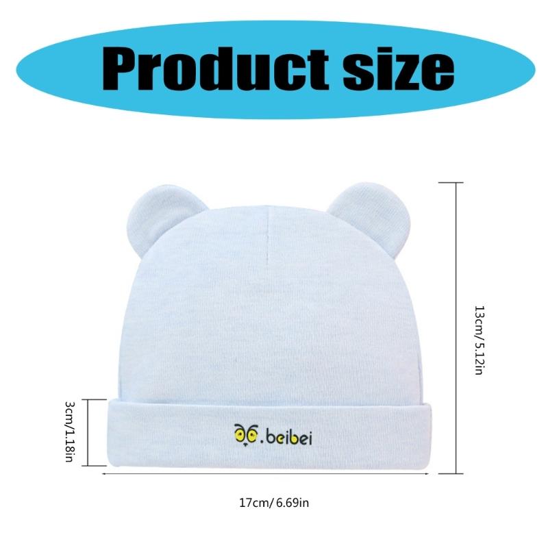 Soft & Breathable Fetal Caps Cotton Bear Ear Baby Hat for Newborns Elastic Hat Lovely Infants Bonnet for 0-6 Months