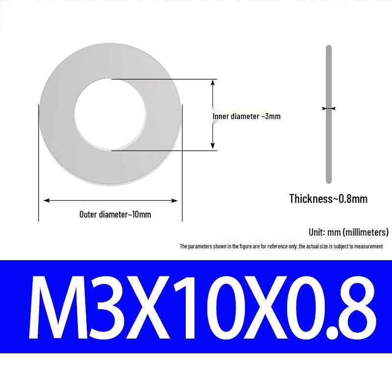 304 Stainless Steel Ultra-Thin Flat Washer, Thickness: 0.1/0.2/0.3/0.4/0.5 Mm, Sizes M1-M8