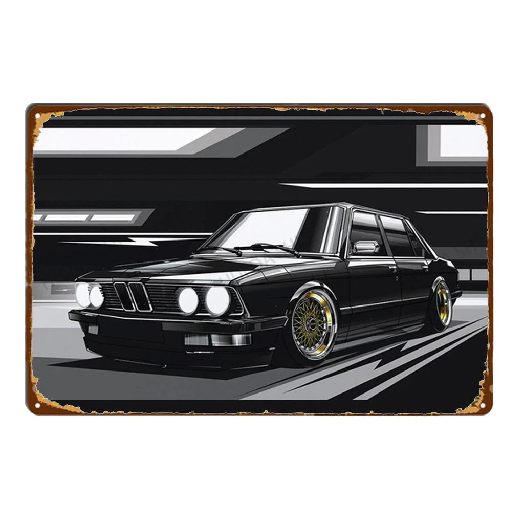 Sports Car Racing Poster Rust Shabby Tin Sign Art Decor Garage Bar Man Cave Signs Decorative Plaques Wall Metal Tin Plate Sig