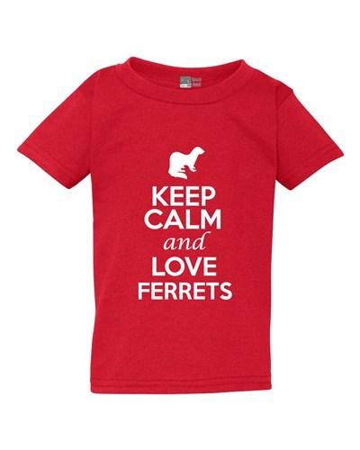 Keep Calm And Love Ferrets Animals Polecat Funny Toddler Kids T-Shirt Tee Unisex T-Shirt XL