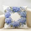 Blue Hydrangea Floral Cushion Cover Durable Hypoallergenic Organic Linen Pillow Cover Short Size Washable SkinFriendly