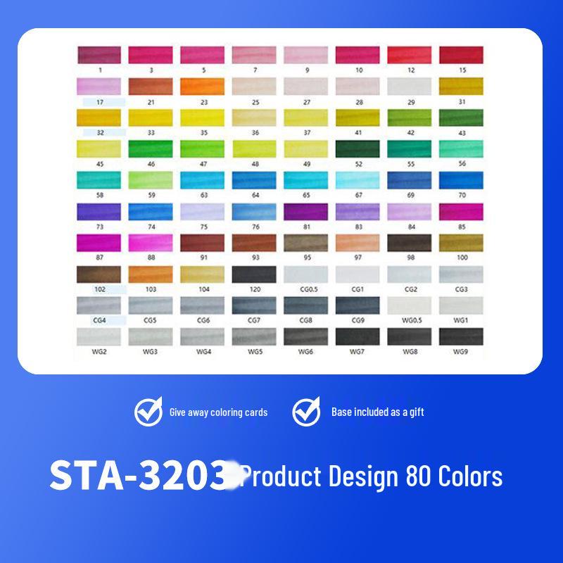 Sta 3203 Double-Ended Quick-Drying Oil-Based Marker Pen Set for Student Art & Indoor Design