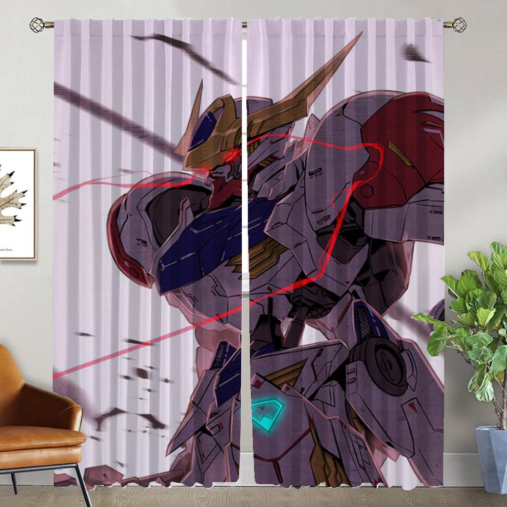 Gundams Home Interior Curtains 2 Pieces Elegant Room Curtains for Camera Living Room Curtain Partition Tulle for Bedroom Shades