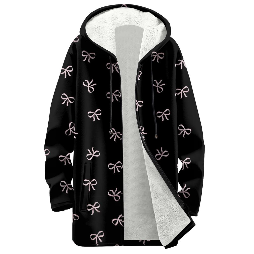 Women's Gradient Print Fashionable Loose Zipper Fleece Hoodie Jacket