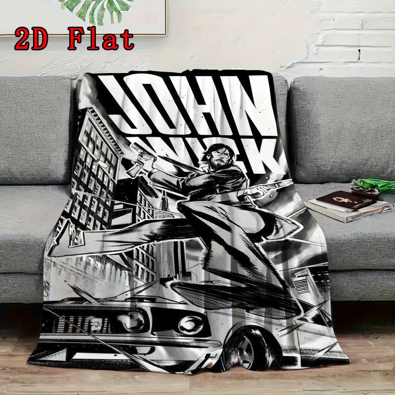 John Wick 2D Flat Pattern Flannel Blanket High quality All Seasons Warmth and Comfort Perfect for Christmas Gifts.SMT0917572