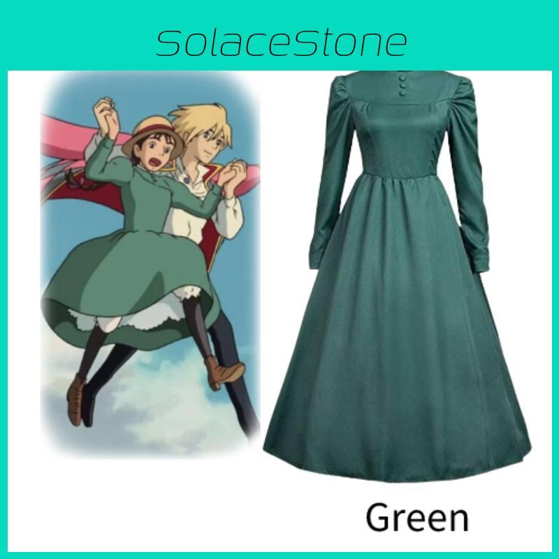 Howls moving Castle Sophie Damen Knopfleisten-Brustkleid Cosplay Uniform