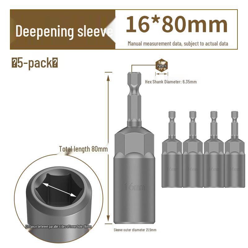 Deep Hex Long Electric Wrench and Screwdriver Bit Set, 8mm