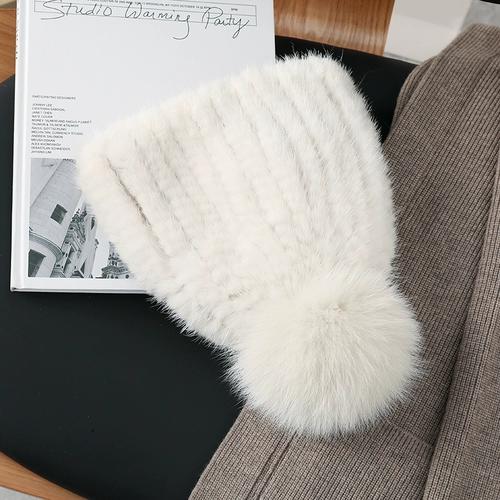 New Children's Mink Hair Hat Thickened Wool Braided Fur Hat Fox Hairball Ear Hat Winter Warm Hat