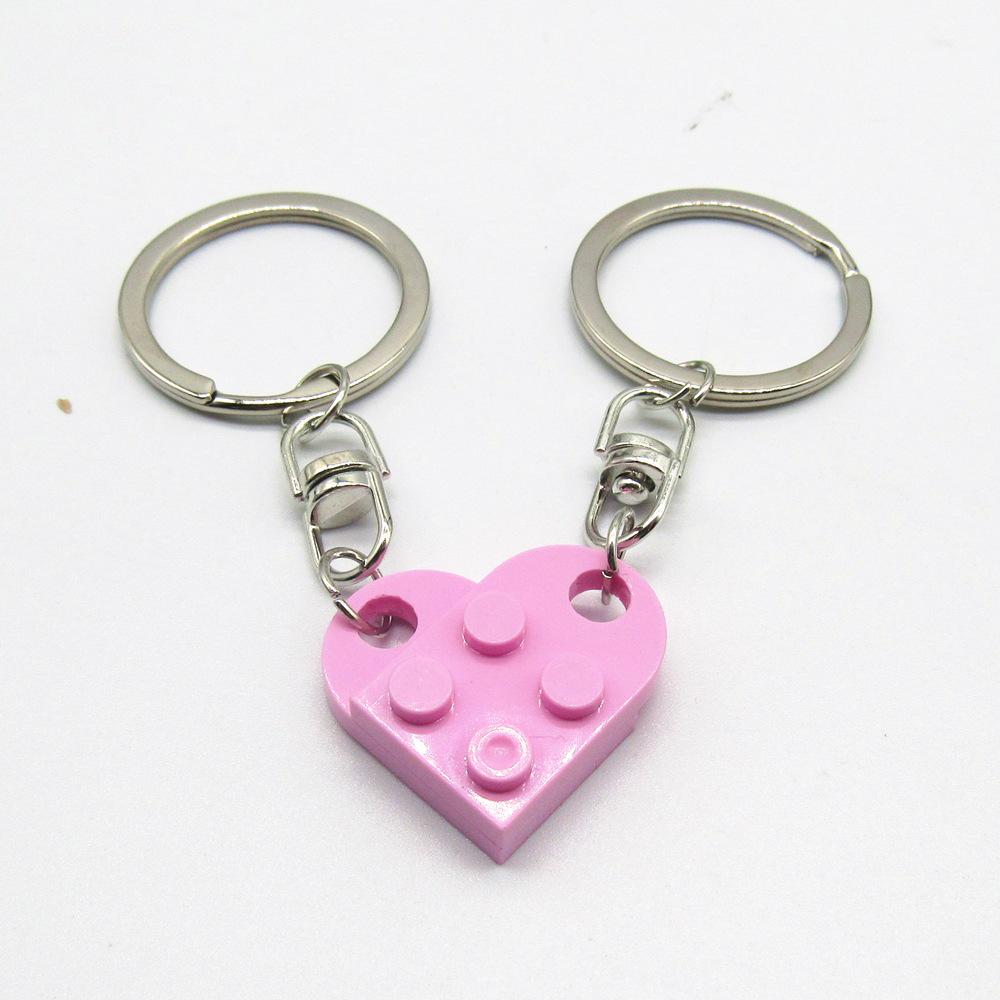LEGO Heart Puzzle Keychain: European & American Style Building Block for Couples