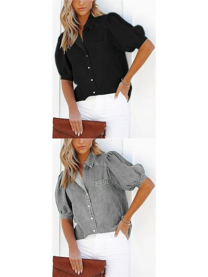 2026 Spring/Autumn European Style Multi-color Women's Imitation Denim Cardigan Shirt, Various Sizes