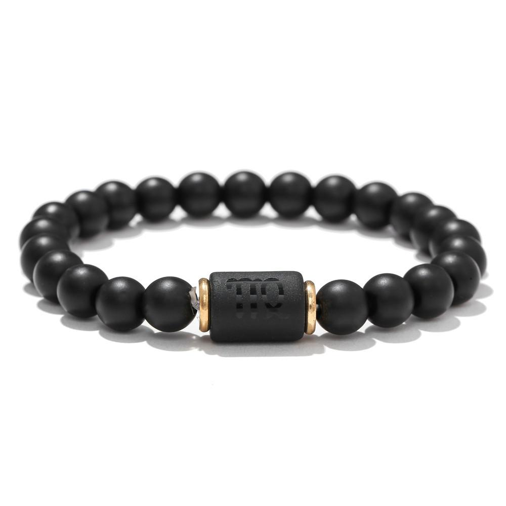 Constellation Black Frosted Black Agate Beaded Couple Bracelet
