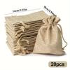 20pcs Premium Jute Burlap Drawstring Bags - Multipurpose Fabric Jewelry Pouches for Party, Wedding Favors, Birthday, Art & DIY Crafts