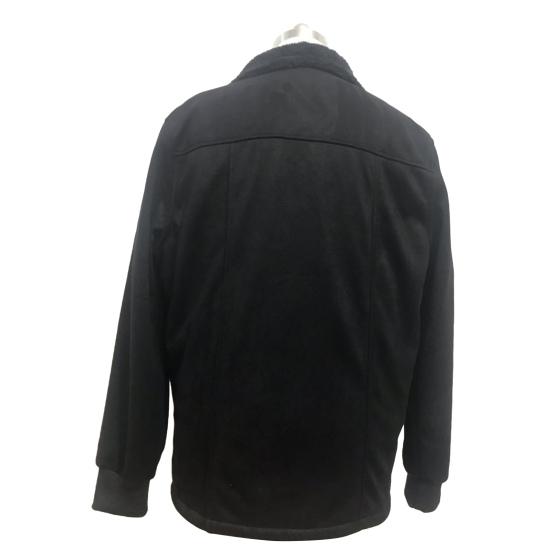 Men Coat Solid Color Faux Leather Plus Size Thicken Winter Jacket for Outdoor