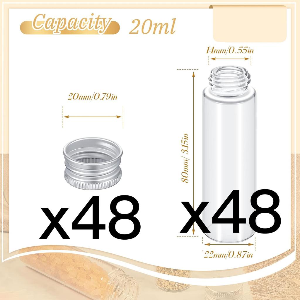 Tiny Jars with Aluminum Screw Lids 15ml Small Glass Bottles Clear Mini Vials Metal Caps Top Sample Message Bottle Jewelry Beads