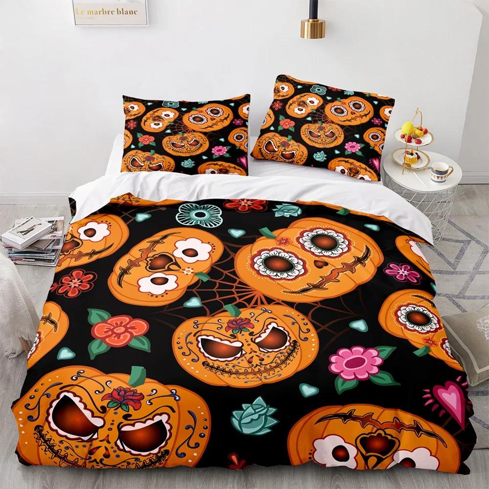 

Halloween Pumpkin Supplies Set Duvet Cover Set Bedding Sets For Adults Bed With Pillowcases No Filling Luxury Birthday Gifts 70x133cm 2pcs