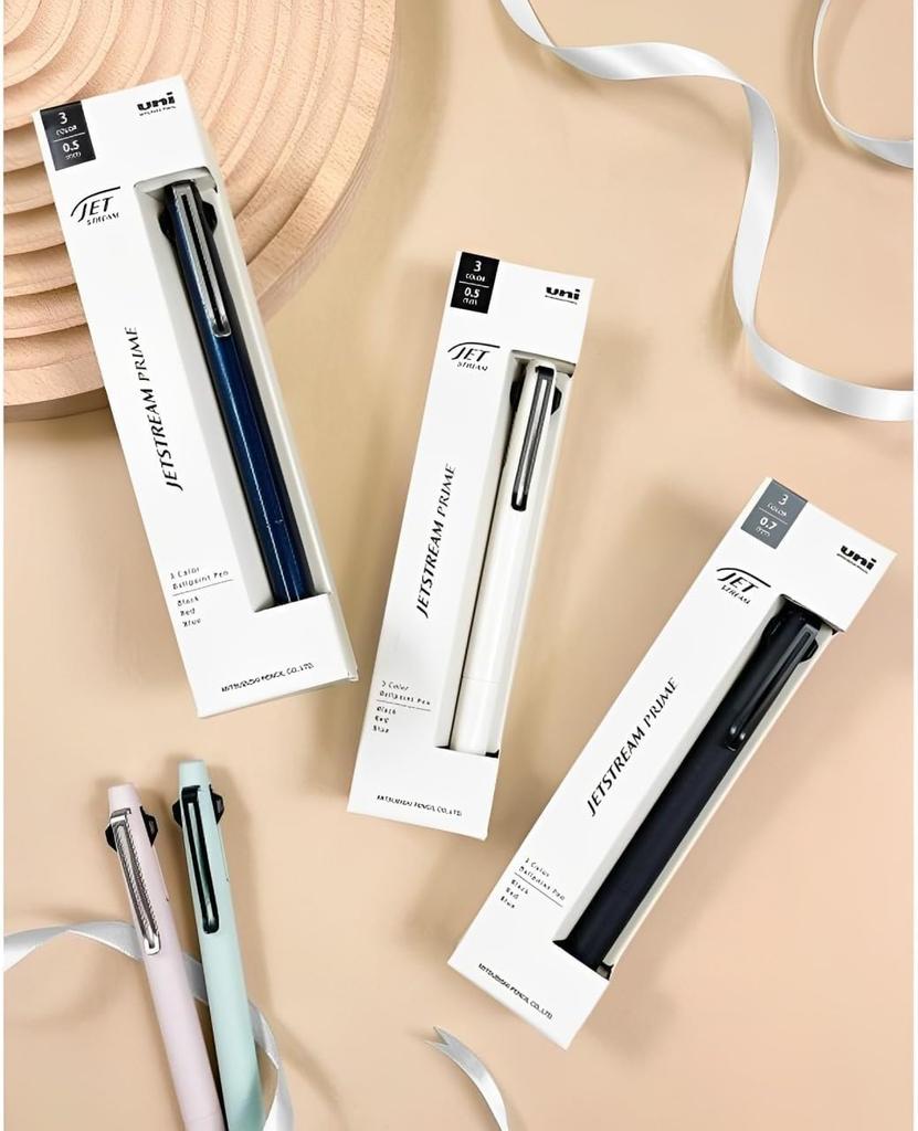 Mitsubishi Pencil Jetstream PRIME Kugelschreiberminen Roconeko Karte Dunkel 3-Farben 0,5 mm SXE3-3500 [Stift + (Schwarz/Rot/Blau)] + (0,5 mm Marineblau)