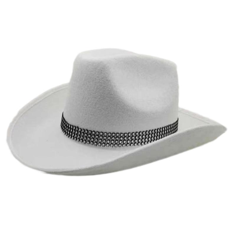 

Cowboy Hat with Rhinestones Dazzling Cowgirl Hat Rhinestones Strip Decorations One Size Fits for Men and Women 1