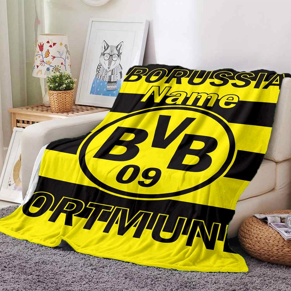 Custom Name Borussia Dortmund Theme Printed Blanket Perfect For Couch Bed Travel Outdoor Use Machine Washable Cozy Durable