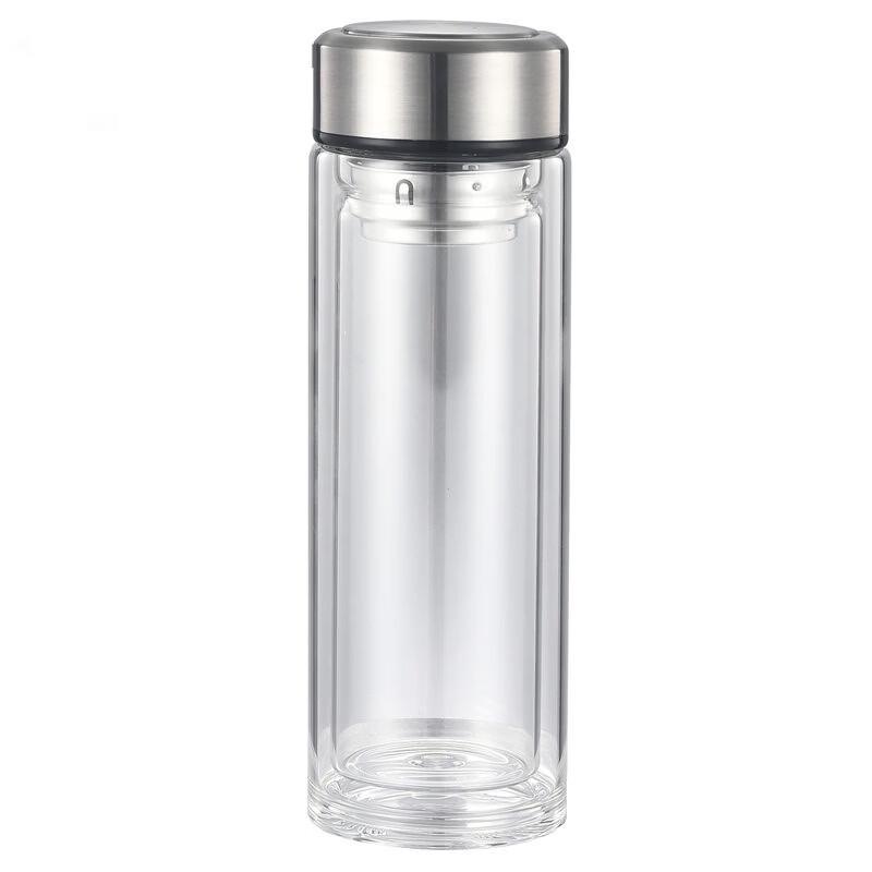 320ml Double-Wall Glass Tea Infuser Bottle with Lid