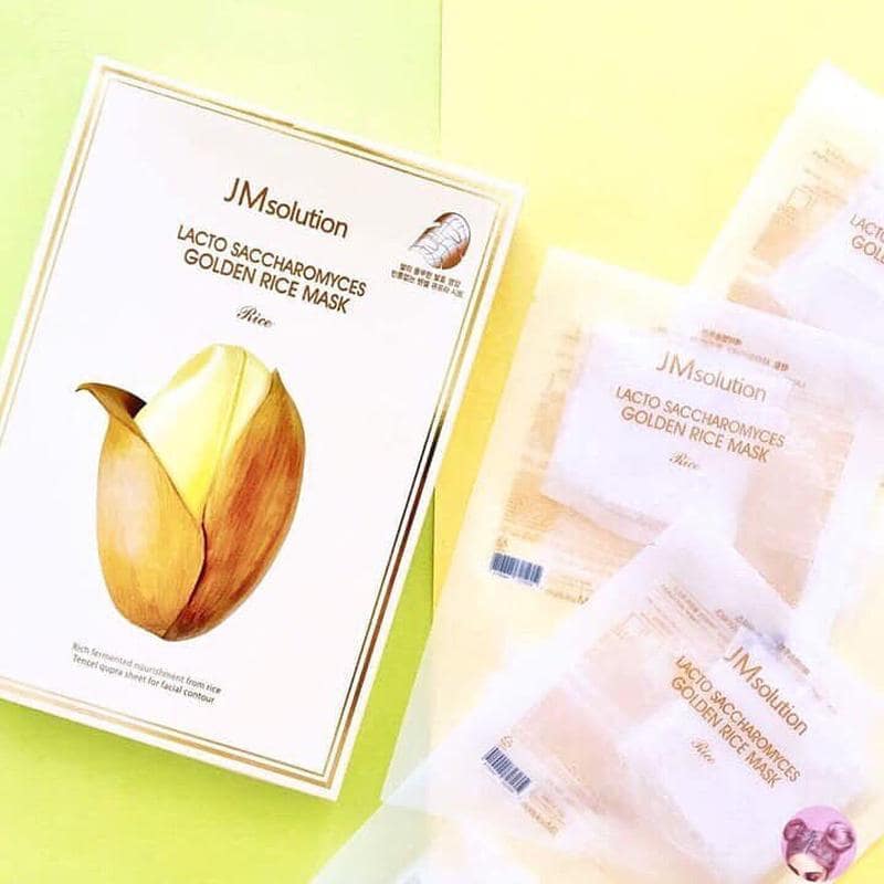 

JMSOLUTION LACTO SACCHAROMYCES GOLDEN RICE MASK PLUS, Увлажнение, Kbeauty, Корейская косметика, образец