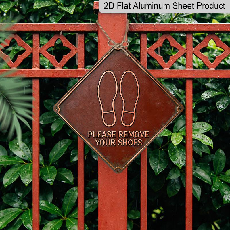 2D Flat - a Vintage Aluminum Sign | Shoe Removal Etiquette Theme, Suitable for Lifestyle Management Gifts for Home Habit Enthusiasts, 2D Flat, Ideal
