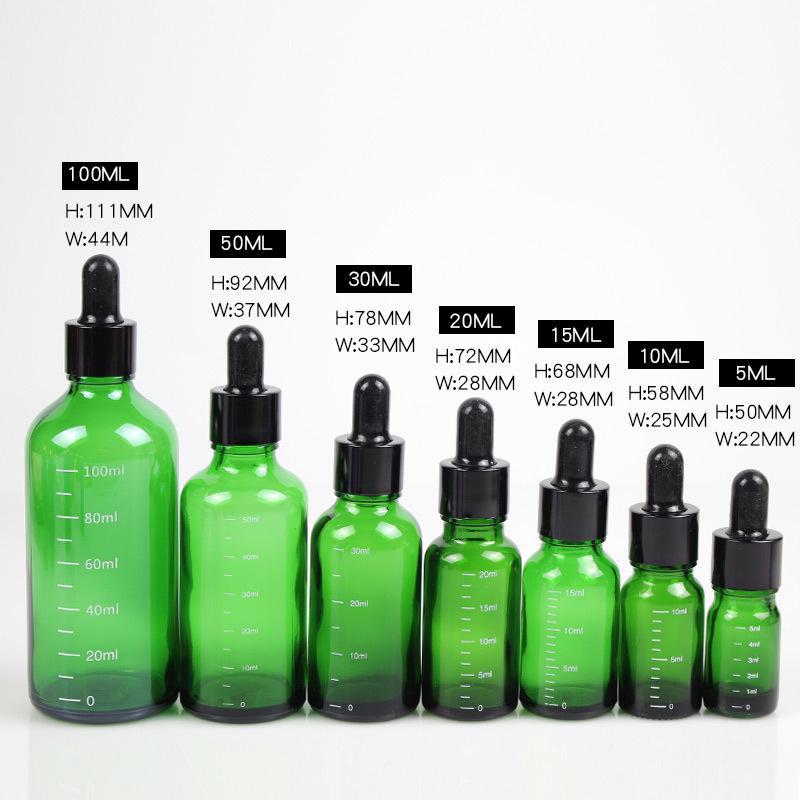 

Флакон для эфирного масла из светонепроницаемого стекла с пипеткой и резиновой головкой 20ml зелёный