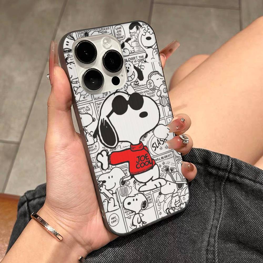 Cute Cartoon S-Snoopys For IPhone 17 16 15 14 13 12 11 Pro Max Plus Pro Corrugated Shockproof Matte Phone Cover
