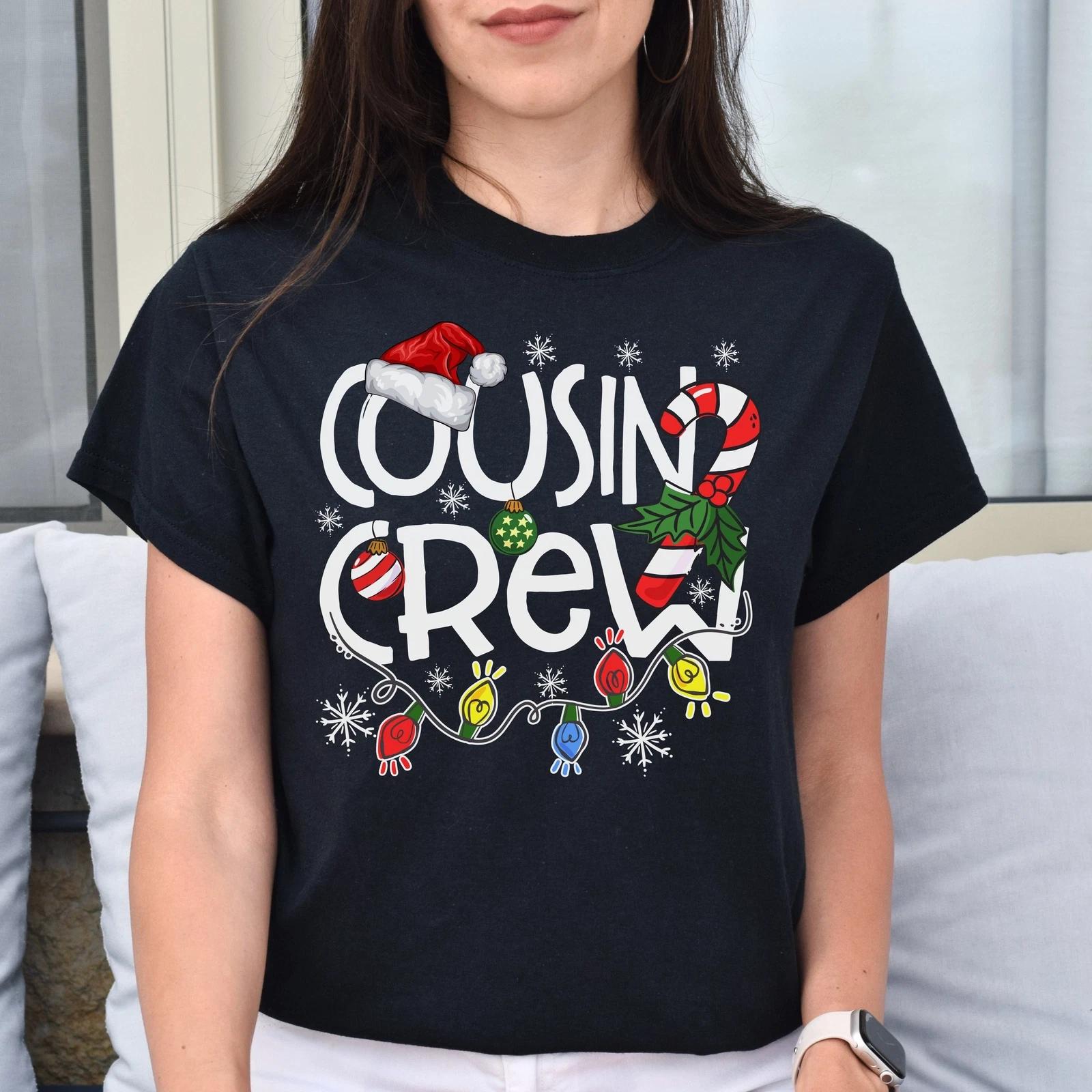 Cool Cousin Crew Christmas Unisex Shirt Cousin squad tee Black Dark Heather M