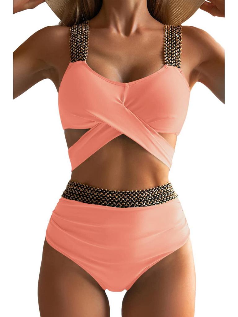 2023 European & American Women's Sexy Criss-Cross Backless Bikini Swimsuit