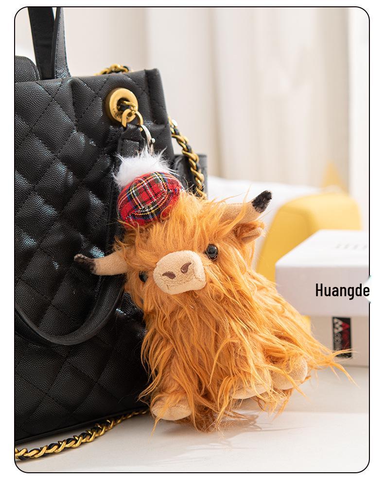 Brown Highland Cow Plush Toy with Water-Washed Fur