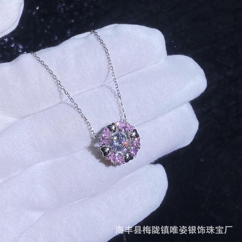 Moissanite Heart Necklace Love Pendant Chain Women Valentine Gift