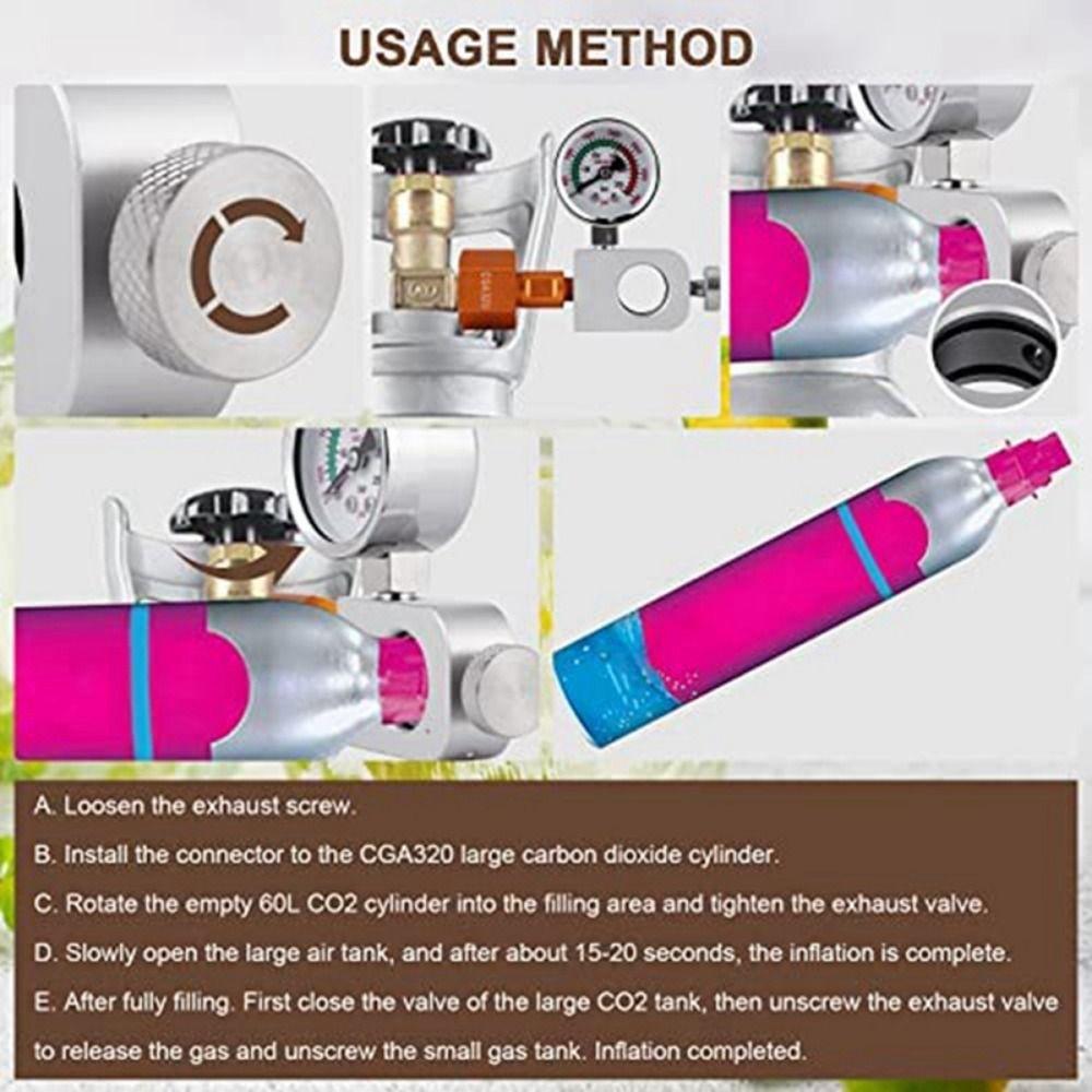 Replacement Soda Bottle Inflator Connector CGA320/W21.8 Manometer  Art Pink Soda Cylinder