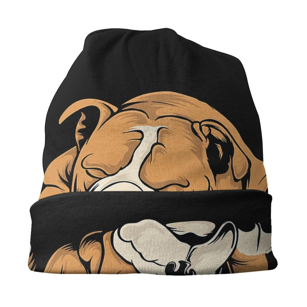 English Bulldog Washed Warm Bonnet Windproof Casual Beanies Protection Unisex Women Hats