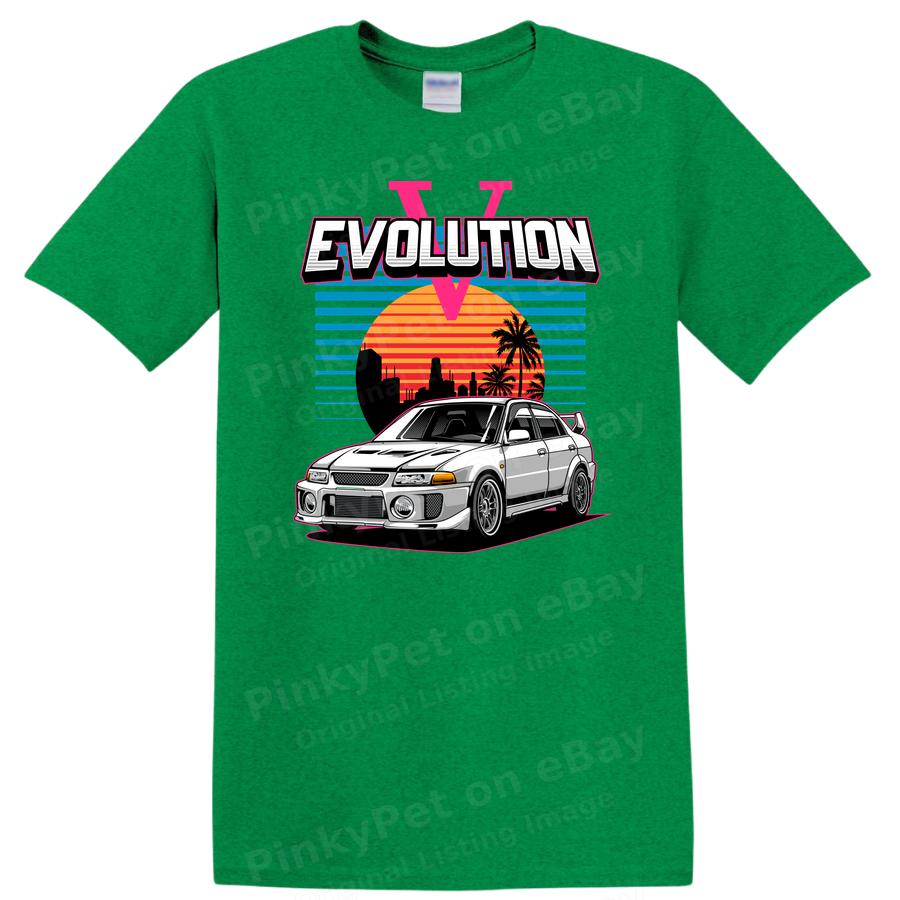 Evolution V Car Graphic T Shirt Cool Retro Auto Design Tee for Car Lovers